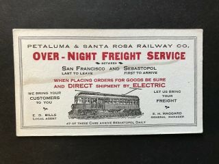 1929 Petaluma Santa Rosa Railroad San Francisco Sebastopol Blotter Marin Trolley
