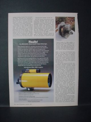 1983 Jso Japan Special Optics 5 " Schmidt - Cassegrain Telescope Vtg Print Ad 11296