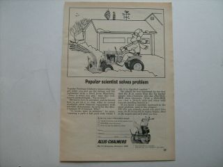 1964 Allis - Chalmers B - 10 Garden/lawn Tractor W/snowplow - - Vintage Ad From Estate