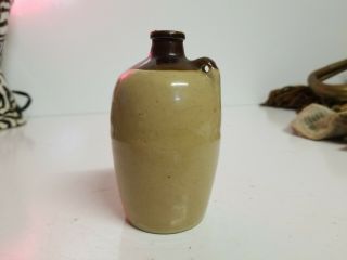 Vintage Mini Brown Ceramic Moonshine Jug 4 " Home Decor,  Usa On Bottom Of Jug
