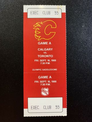 1988 - 89 Calgary Flames Nhl Full Ticket Vs Toronto Maple Leafs Stanley Cup Year