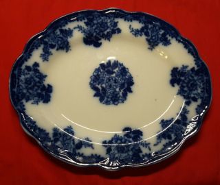 Antique Flow Blue Waldorf England ♡♡ Wharf Semi Porcelain 11 " X 9 " Platter