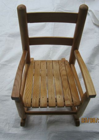Vintage Antique Solid Wood Childs Rocking Chair Doll Or Bear