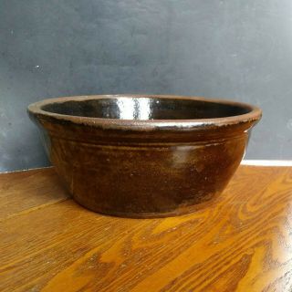 Antique Stoneware Glazed Pottery Green bowl Brown Southern Primitive Easley SC 2