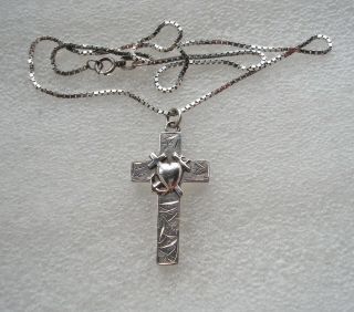 Fine antique Sterling Silver Faith Hope & Charity cross pendant Chester 1907 2