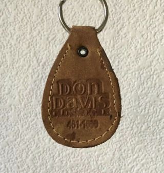 Vintage Dealer Keychain Don Davis Oldsmobile Leather Key Fob Arlington Tx