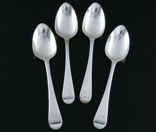 Fine Set Of 4 1780 Georgian London Sterling Silver Tea Spoons William Sumner 1st