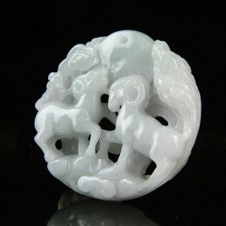 Chinese Exquisite Handmade goat carving jadeite jade Pendant 3