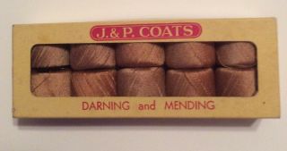 Vintage J & P Coats Darning & Mending Cotton Thread 10 Spools A227n