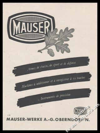 Publicité Mauser Militaria Wwii Guerre 39 - 45 Vintage Ad Advertising 1941