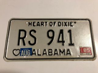 Alabama Vintage License Plate Heart Of Dixie Rs 941