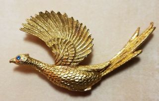 Vintage Signed Jj Gold Tone Bird Brooch - Pin