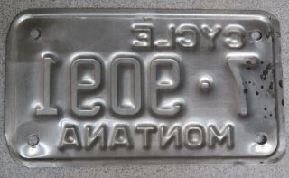 Embossed Montana Motorcycle License Plate 7 - 9091 Flathead Couty 12/99 Tag Cycle 2