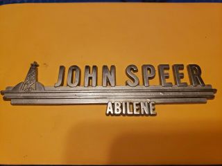 John Speer - - Abilene Tx - - Vintage Metal Dealer Emblem Car Vintage Sm145
