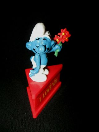 Vintage 1980’s Smurf A Gram I Love You Smurfs Flower Figure Peyo VALENTINE ' S DAY 2