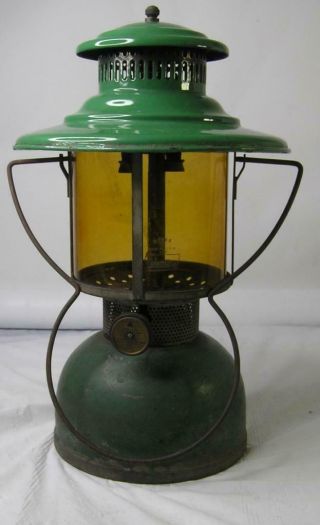 Vintage American Gas Machinery (agm) Lantern With Amber Glass Globe -