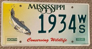 Mississippi 2003 Conserving Wildlife Fish Graphic License Plate 1934ws