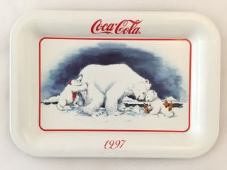 Coca Cola Coke Christmas Metal Mini Serving Tray Vintage 1997 Polar Bear