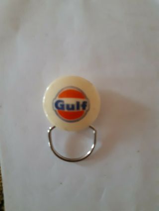 Vintage Gulf Oil Key Chain Fob Metal Plastic Orange Logo