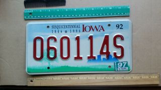 License Plate,  Iowa,  Sesquicentennial,  1992,  060114 S