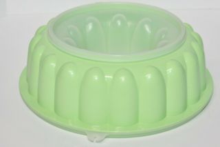 Vintage Tupperware Jello Mold Ring 3 Piece Set Green Jel N Serve 1202 - 6 9 " Euc