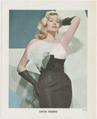 Anita Ekberg 1950s Vintage Color Printed Photo On Paper By Fraker 5 - 5/8 X 7