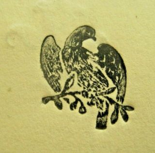 Bookbinding: rare antique stamp of the dove of peace by Cunninghame,  Glasgow 2