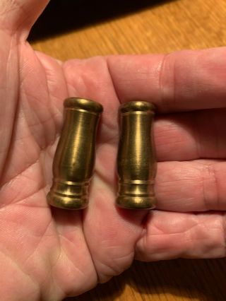 Vintage Pair Brass Patina Threaded Spacers For Electric Lamp Part 1&1/2in Tall