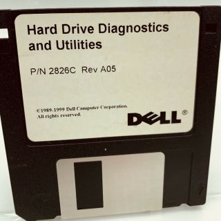 Dell Hard Drive Diagnostics & Utilities P/n Vintage 3 - 1/2” 3.  5 " Floppy Disk 1998
