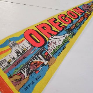 Vintage Oregon Pennant State Souvenir 5 Wonders Of Oregon 60s Or 70s