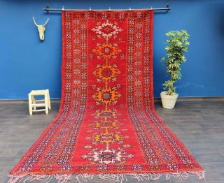 Vintage Berber Rug Boujaad Red Moroccan Vintage 100 Handmade Wool Carpet Wool