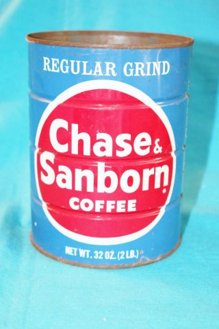 Vintage Chase & Sanborn Coffee Tin - 32oz - Empty - No Lid