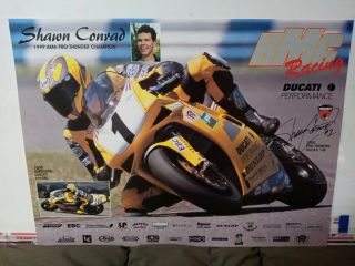 Vintage 2000 Ducati 996sbk Signed Shawn Conrad Poster.  Measures 23x17.