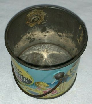 ANTIQUE MORRIS SUPREME PEANUT BUTTER TIN LITHO SAND PAIL CAN BEACH KIDS PLAYING 2