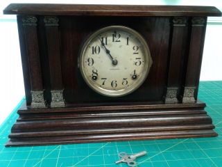 All Antique E.  Ingraham Co.  8 Day Mantle Clock Circa Early 1900 