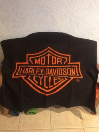 Awesome Reversible Official Licensed Harley - Davidson Fleece Blanket Made In Usa