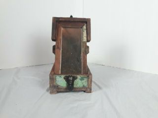 Vintage Antique Barber Shaving Wooden Box With Mirror Caddy Folky Traveling Qq