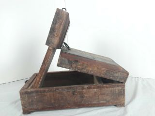 Vintage Antique Barber Shaving Wooden Box With Mirror caddy folky traveling QQ 2