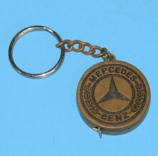 Vintage Bts Mercedes Benz Key Chain Advertising Tape Measure Brass
