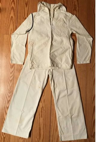 Vintage Ww2 Wwii 1940’s Us Navy Usn Sailor 2 Pc Uniform White Crackerjack Summer