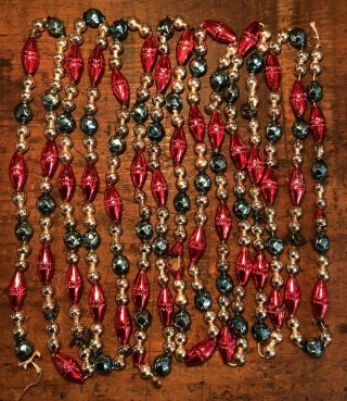 Vtg Christmas Mercury Glass Beaded Garland Faceted Multi Color String