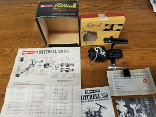 Vintage Garcia Mitchell 308 Spinning Reel W/ Box,  Serial Match