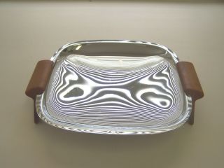 Vintage Glo - Hill Gourmates Chrome Tray Butterscotch Handles/legs 7 1/4 " Label
