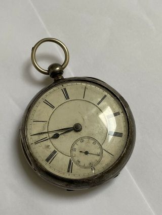 Antique Sterling Silver Case Fusee Pocket Watch For Repair And Parts 161g