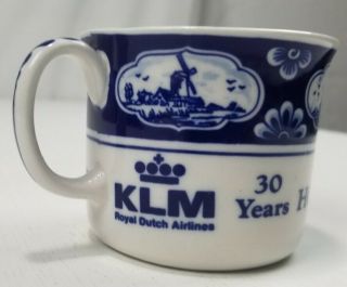 Klm Airlines Delft Blue Coffee Cup 30 Years Houston - Europe 1957 - 1987