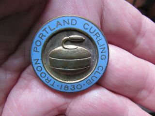 Portland Curling Club Pin Troon 1830 Vintage Antique Curling Pin