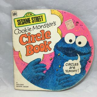 Vintage 1972 Sesame Street Cookie Monster Circle Book - A Golden Shape Book