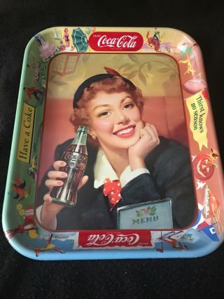 Vintage 1953 Coca Cola Menu Girl Metal Great