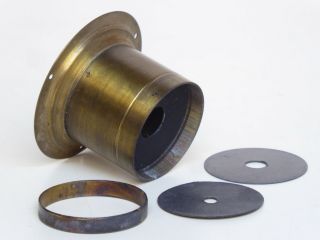 Antique Brass Lens With Washer Stops Suitable For Early Wet Or Dry Plate Etc.
