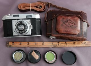Vintage Agfa Karat Rangefinder 35mm Camera With Xenar,  Case & 2 Cassettes